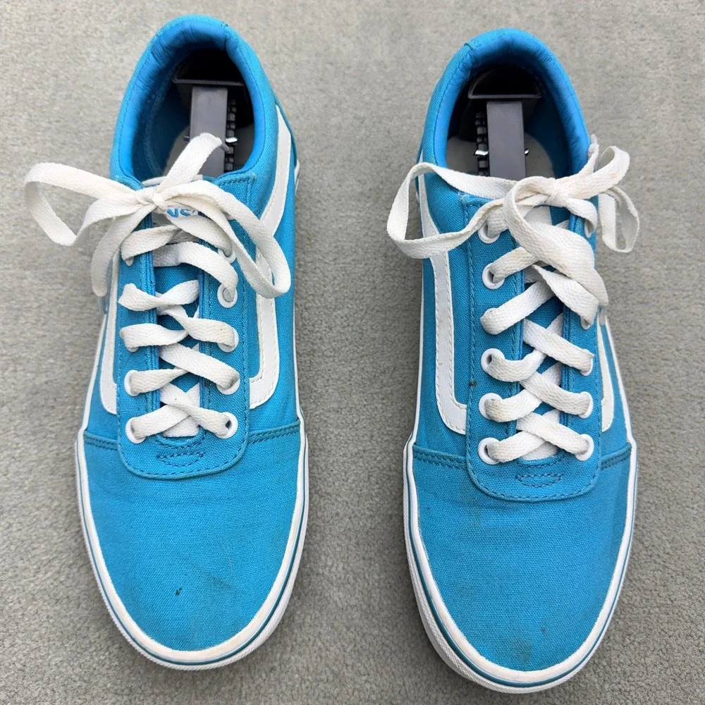 Vans Ward Low Top Bright Blue White Canvas Skate Shoes Womens 8 500714